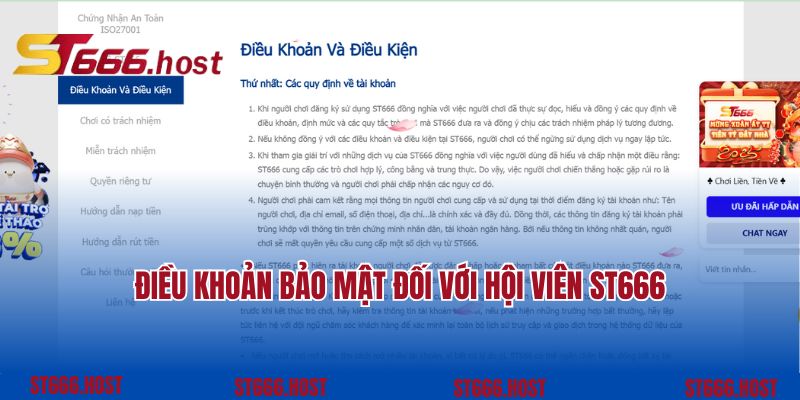 Điều khoản bảo mật đối với hội viên ST666