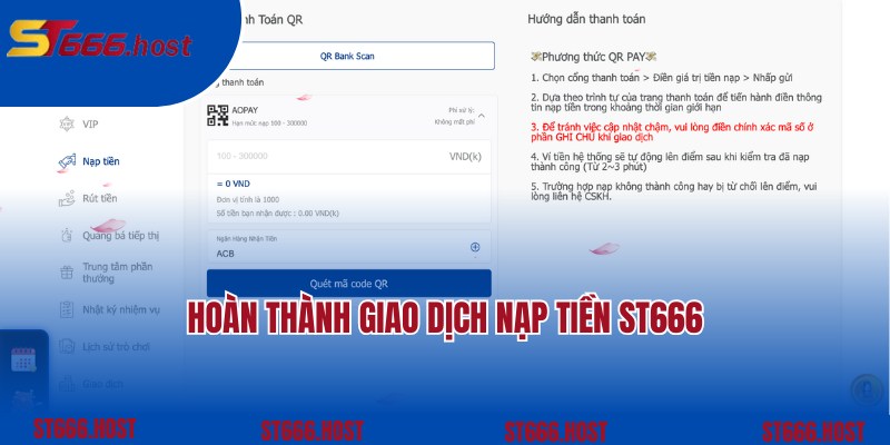 Hướng dẫn thao tác nạp tiền ST666 chuẩn xác cho newbie